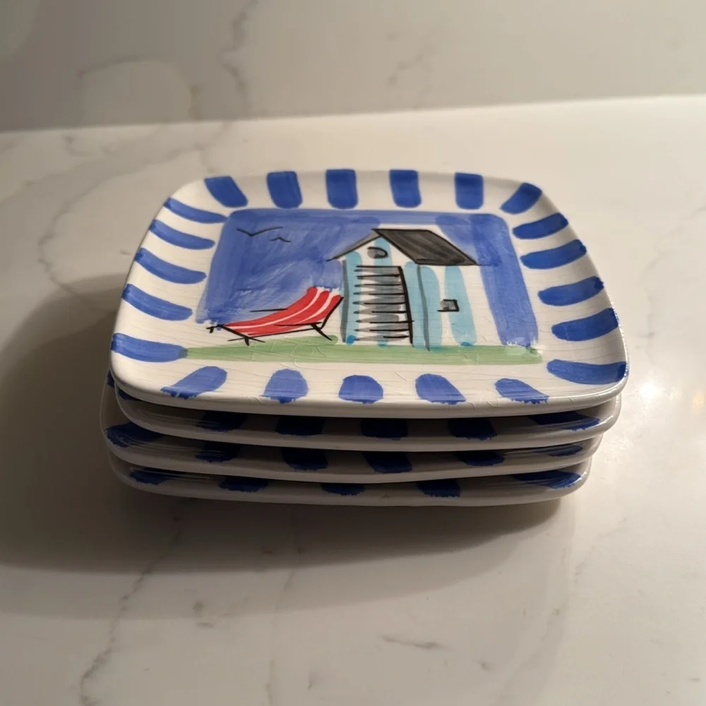 Hand Painted Italian Snack Plated Set of 4